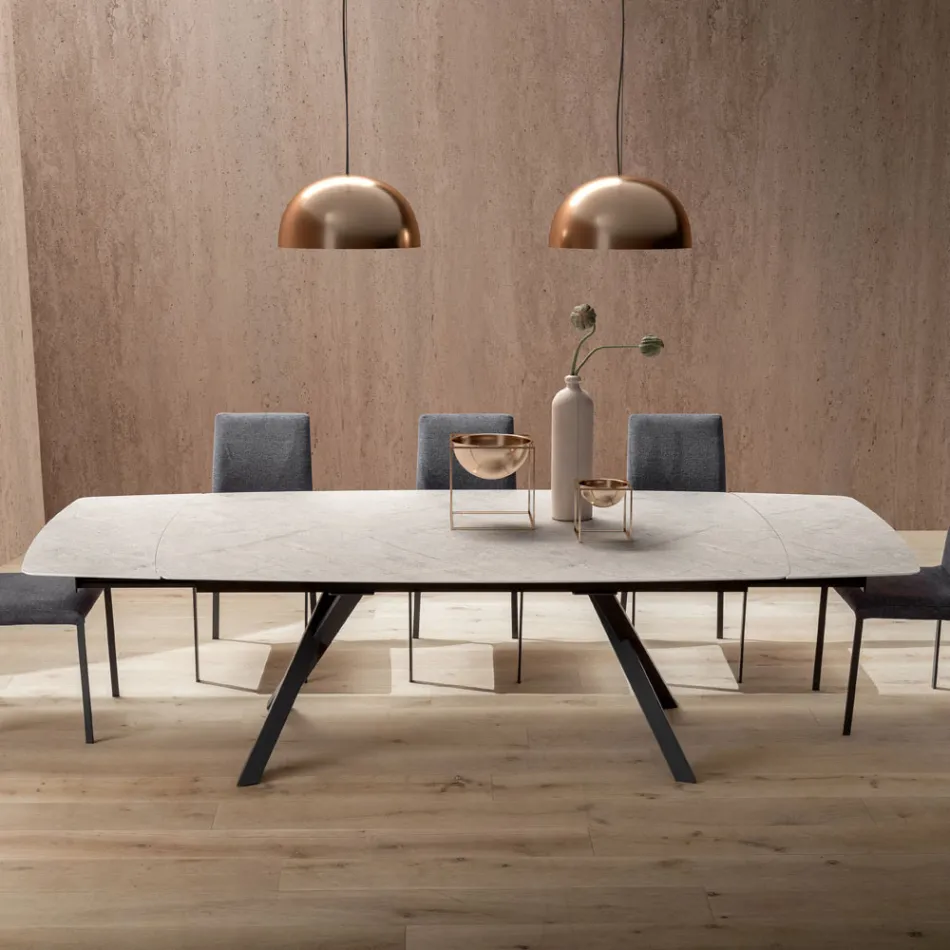 Masă extensibilă tip butoi până la 240 sau 280 cm din HPL stratificat - Dialogo Viadurini