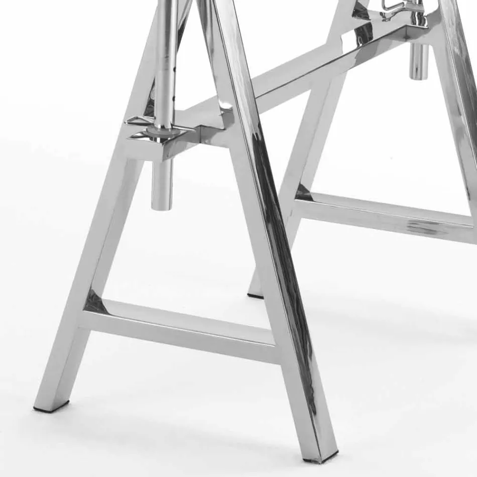 oțel / înălțime de sticlă de masă reglabilă (L190xH72 / 74 / 78xP90cm) Cristal Viadurini