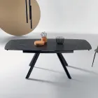 Masă extensibilă 140/210x90 cm din piatră sinterizată cu efect de marmură - Atrium Viadurini