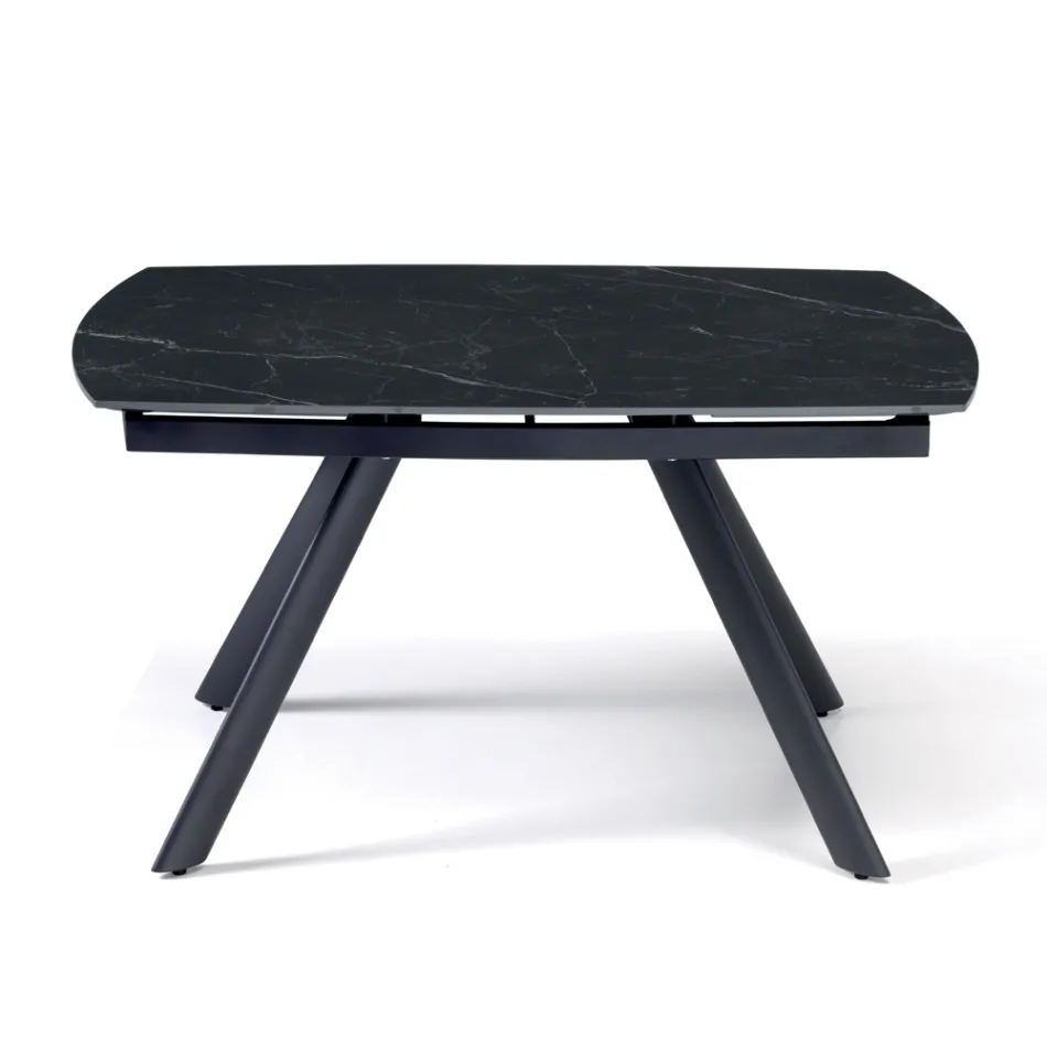 Masă extensibilă 140/210x90 cm din piatră sinterizată cu efect de marmură - Atrium Viadurini