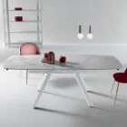 Masă extensibilă 140/210x90 cm din piatră sinterizată cu efect de marmură - Atrium Viadurini