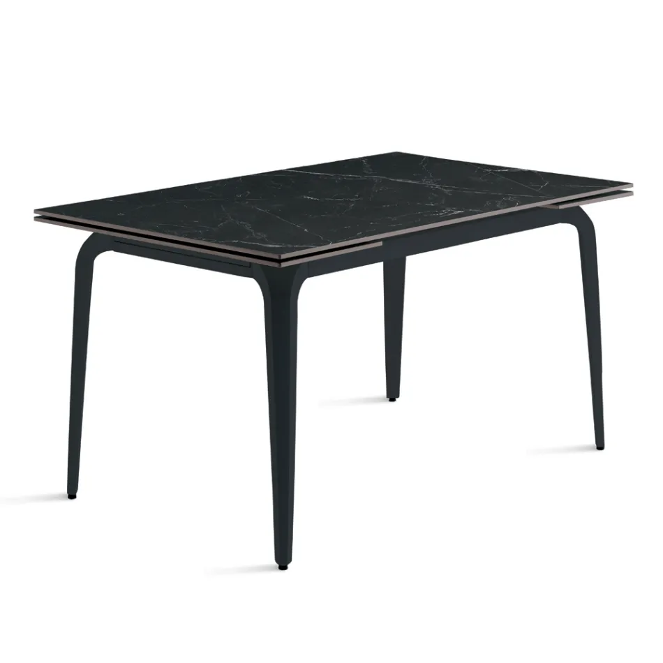 Masă extensibilă 160/240x90 cm din piatră sinterizată cu efect de marmură - Samus Viadurini