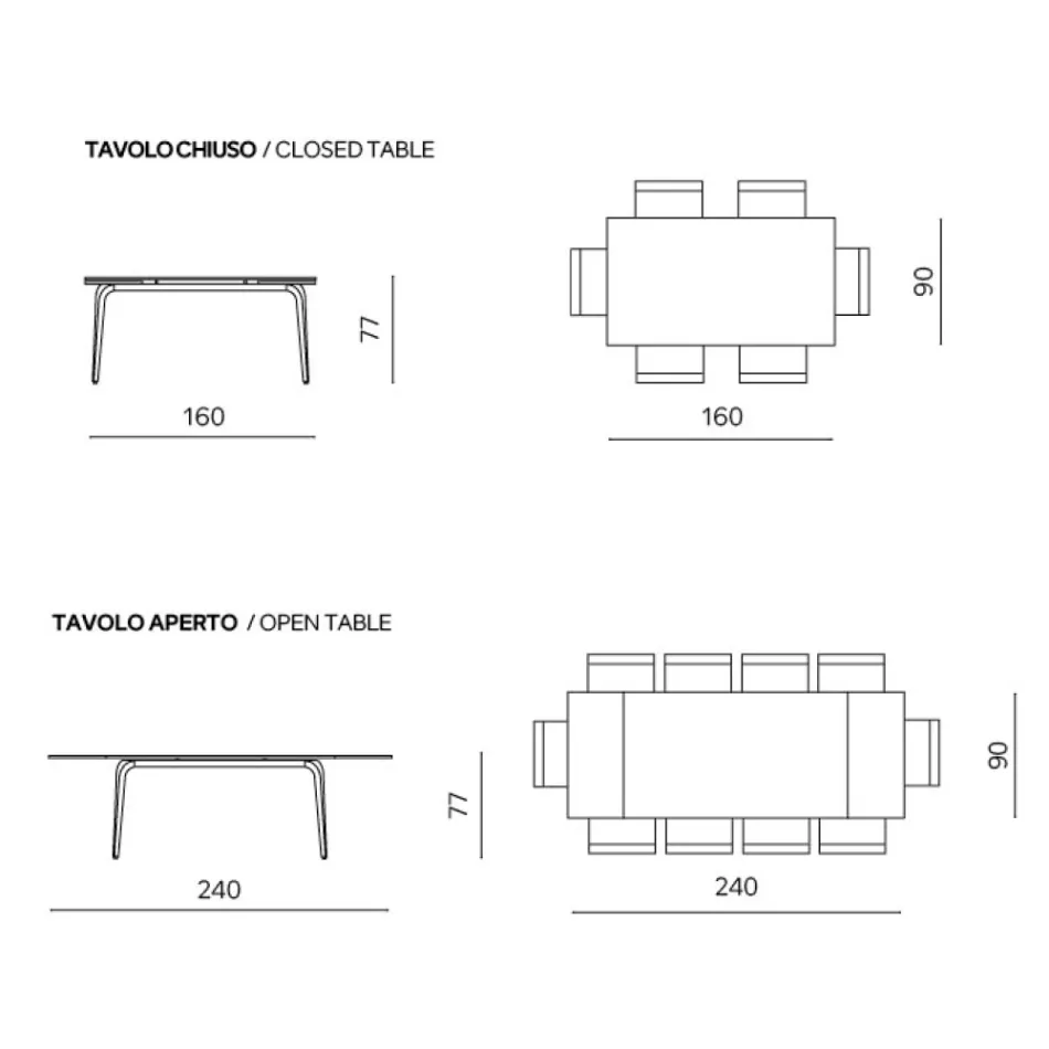 Masă extensibilă 160/240x90 cm din piatră sinterizată cu efect de marmură - Samus Viadurini