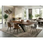 Masă extensibilă 160/240x90 cm din nuc și fier - Nodo Viadurini