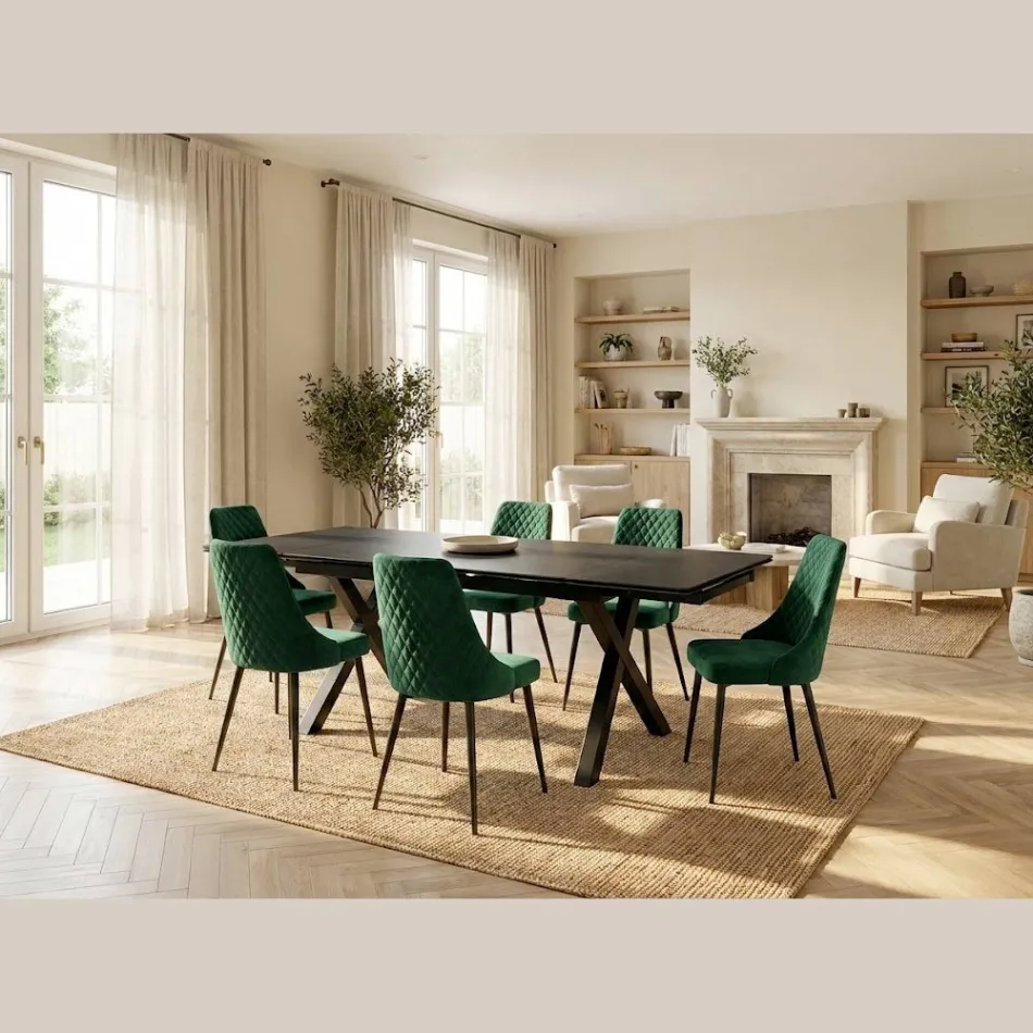 Masă extensibilă 160/240x90 cm din vitroceramică - Master Viadurini