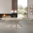 Masă extensibilă 160/240x91 cm din piatră sinterizată cu efect de marmură - Palazzo Viadurini