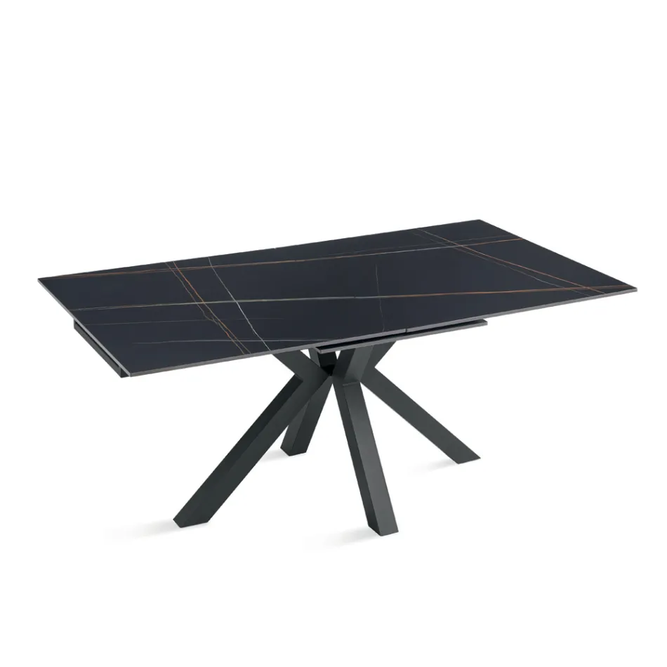 Masă extensibilă 180/240x100 cm din piatră sinterizată cu efect de marmură - Loggia Viadurini