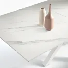 Masă extensibilă 180/240x100 cm din piatră sinterizată cu efect de marmură - Loggia Viadurini