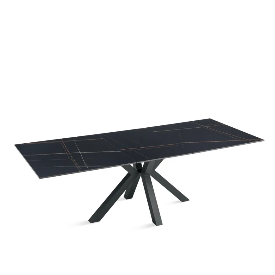 Masă extensibilă 180/240x100 cm din piatră sinterizată cu efect de marmură - Loggia Viadurini