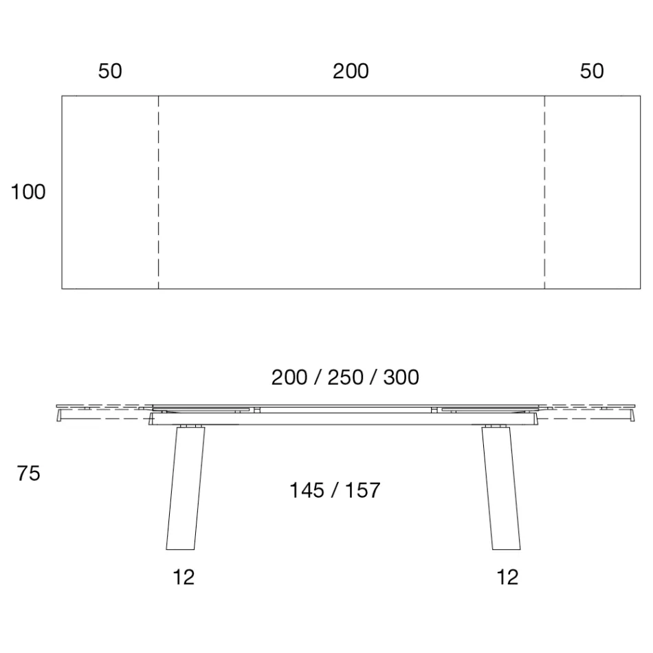 Masa extensibila 3 m Blat Ceramic Lucios Picioare Metal - Papusca Viadurini