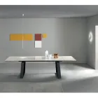 Masa extensibila 3 m Blat Ceramic Lucios Picioare Metal - Papusca Viadurini