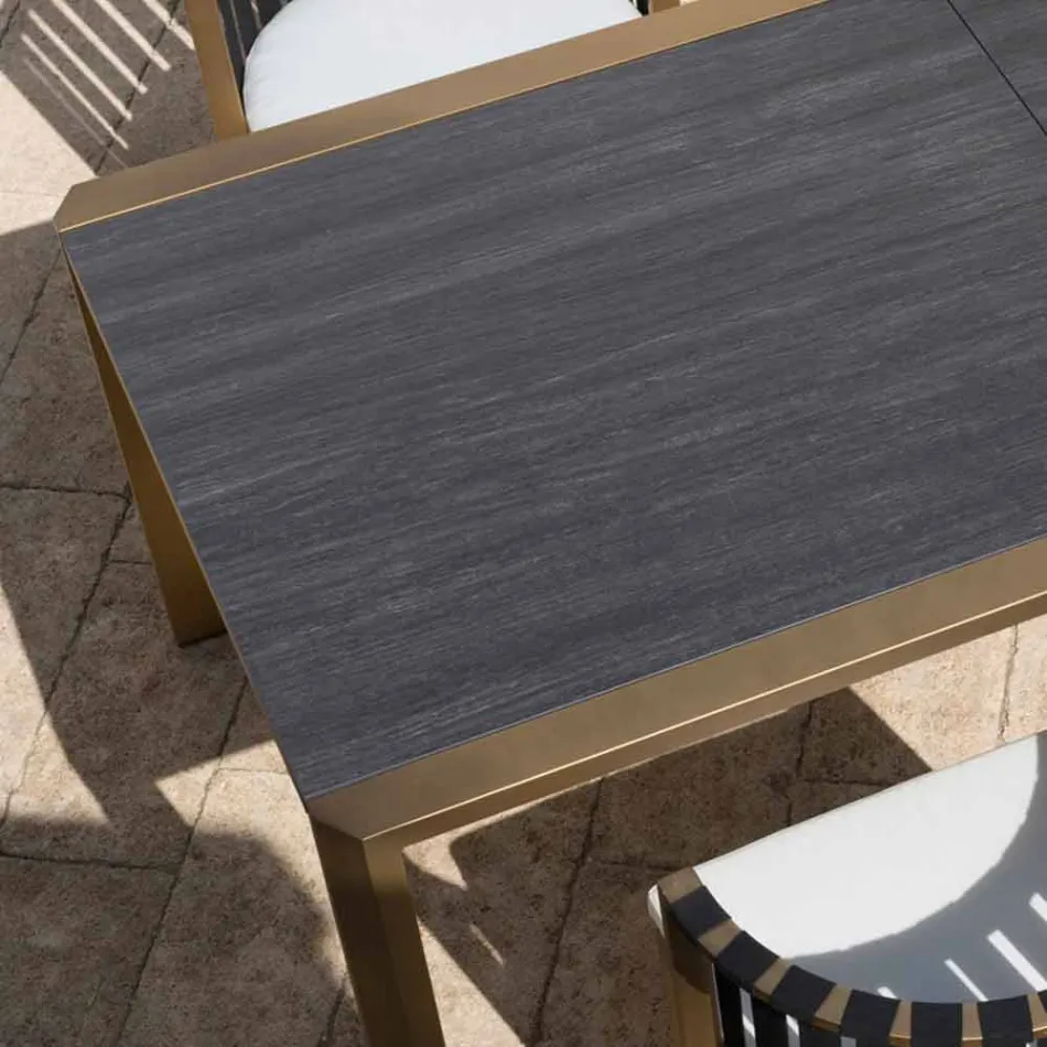 Masă extensibilă 340 cm Dining exterior în aluminiu și sticlă sau Laminam - Julie Viadurini