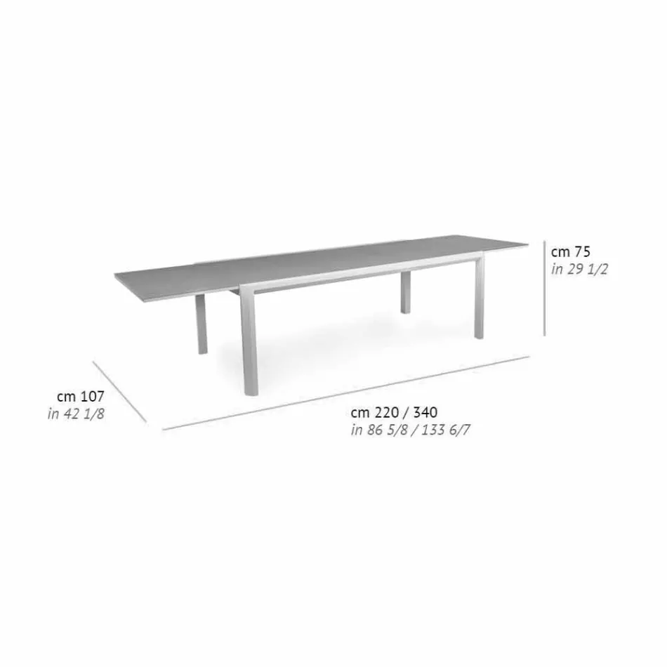 Masă extensibilă 340 cm Dining exterior în aluminiu și sticlă sau Laminam - Julie Viadurini