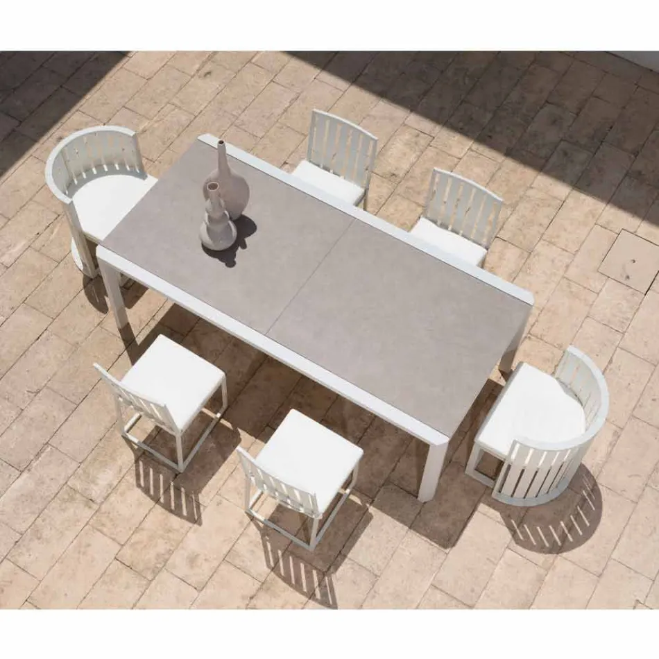 Masă extensibilă 340 cm Dining exterior în aluminiu și sticlă sau Laminam - Julie Viadurini