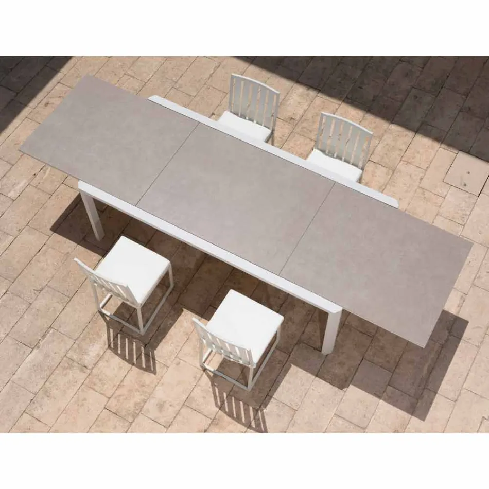 Masă extensibilă 340 cm Dining exterior în aluminiu și sticlă sau Laminam - Julie Viadurini