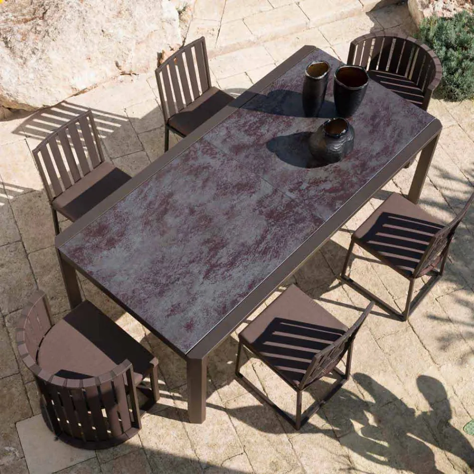 Masă extensibilă 340 cm Dining exterior în aluminiu și sticlă sau Laminam - Julie Viadurini