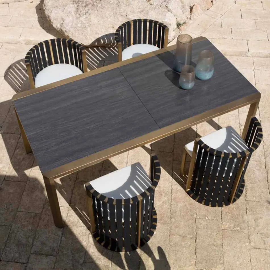 Masă extensibilă 340 cm Dining exterior în aluminiu și sticlă sau Laminam - Julie Viadurini