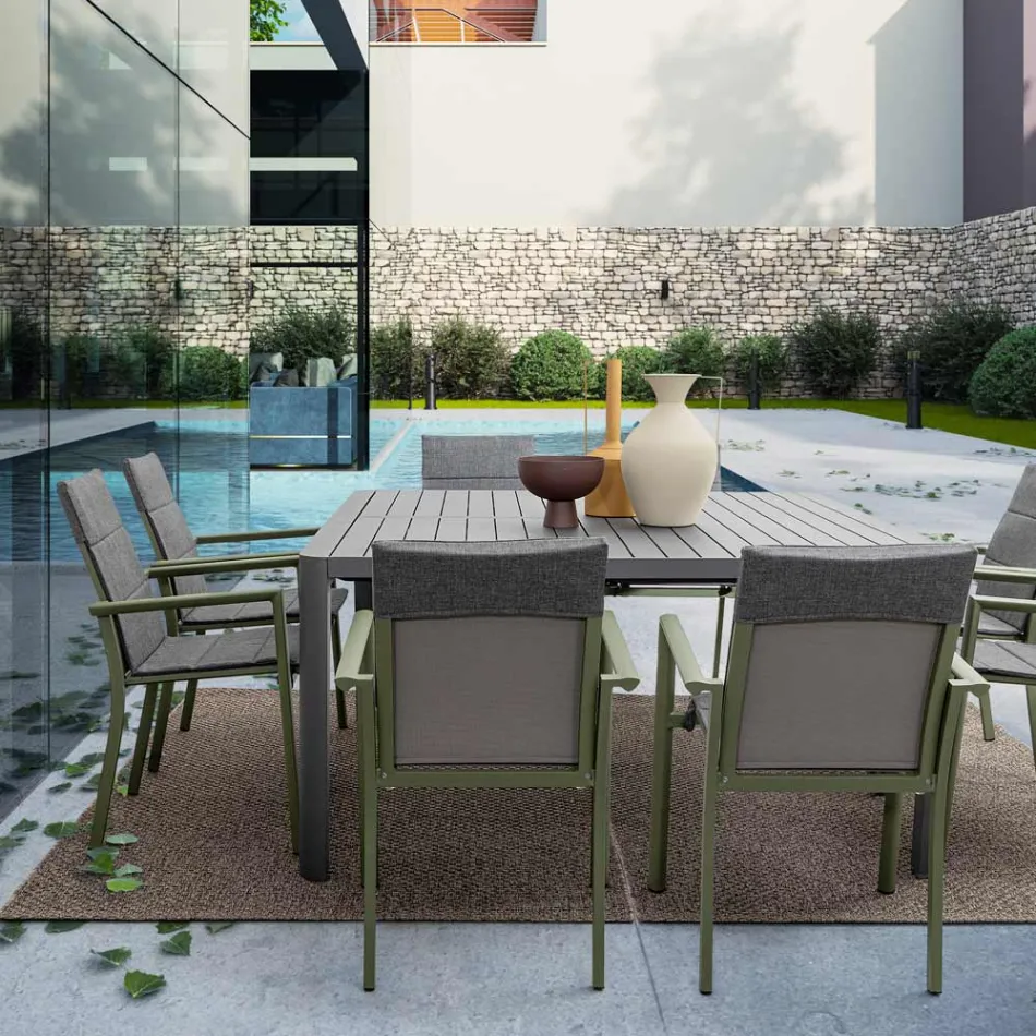 Masa extensibila la 149 cm din aluminiu acoperit cu pulbere - Necesar Viadurini