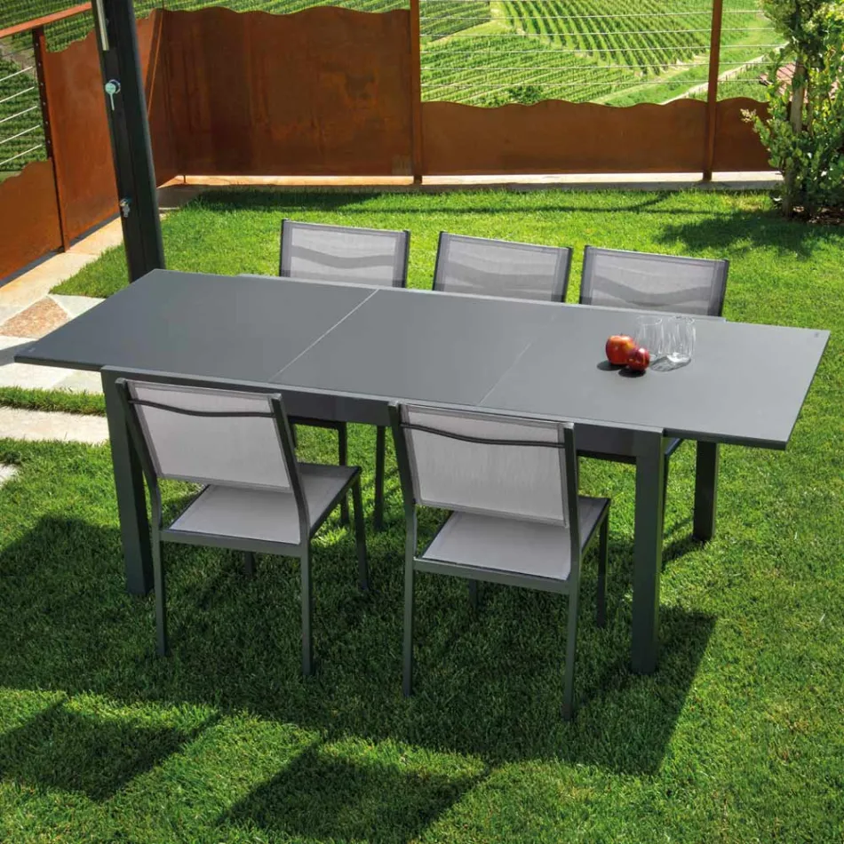 Masă extensibilă 180 cm sau 220 cm cu blat din sticlă călită - Cartellina Viadurini