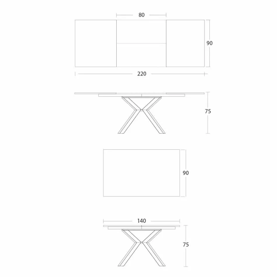 Masă extensibilă de luat masa la 2,8 m în picioare din ceramică și metal - Paoluccio Viadurini