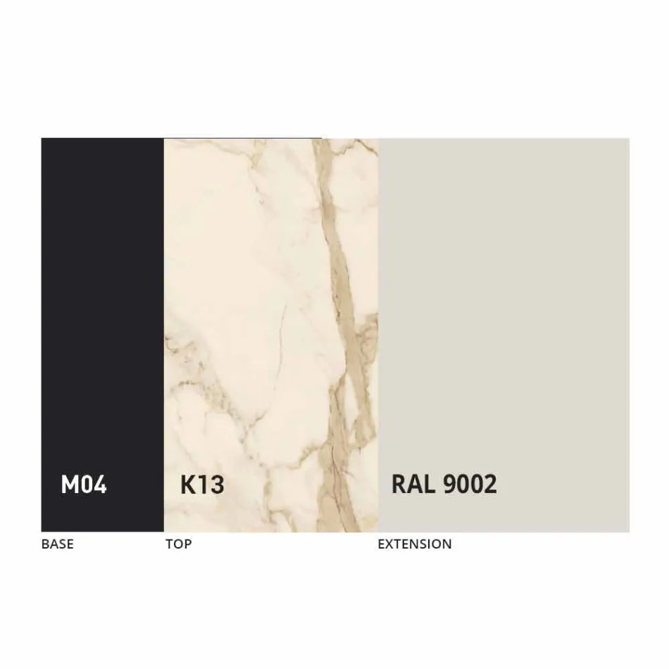 Masă extensibilă de luat masa la 2,8 m în picioare din ceramică și metal - Paoluccio Viadurini