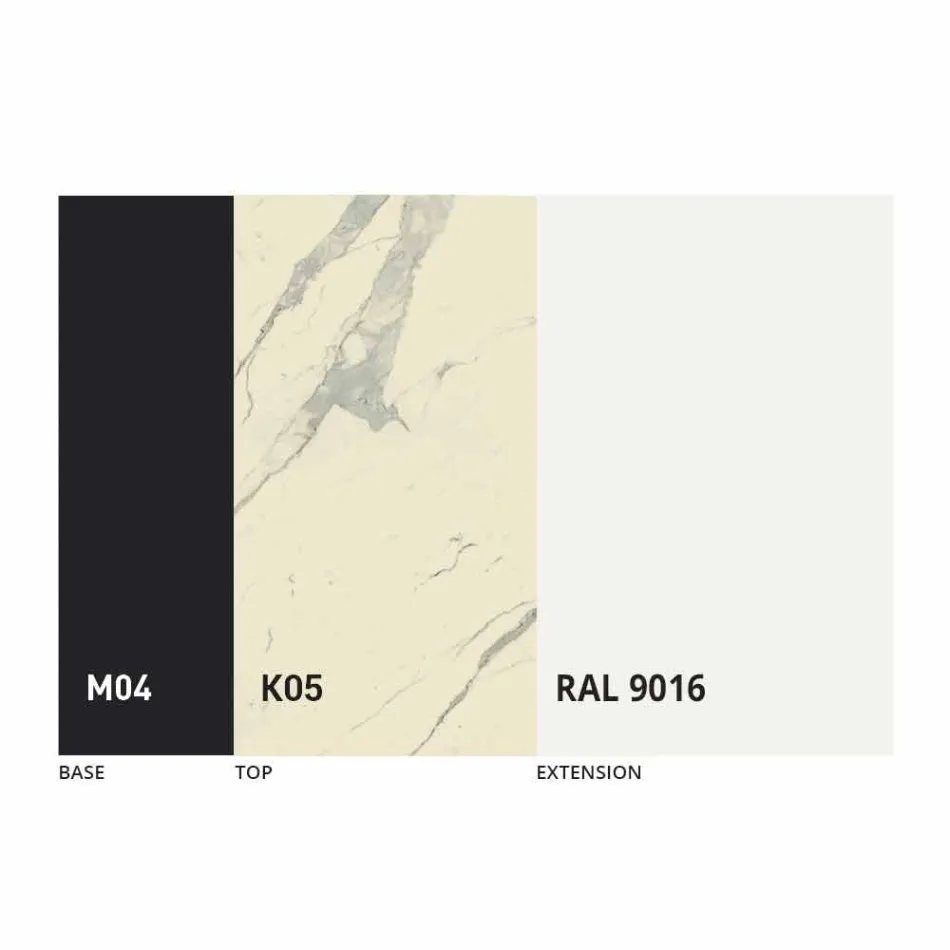 Masă extensibilă de luat masa la 2,8 m în picioare din ceramică și metal - Paoluccio Viadurini