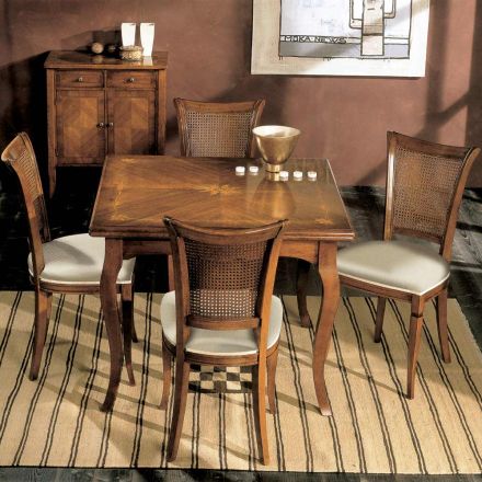 Masa extensibila pana la 200 cm cu 4 scaune din lemn de Bassano Made in Italy - Chihlimbar Viadurini