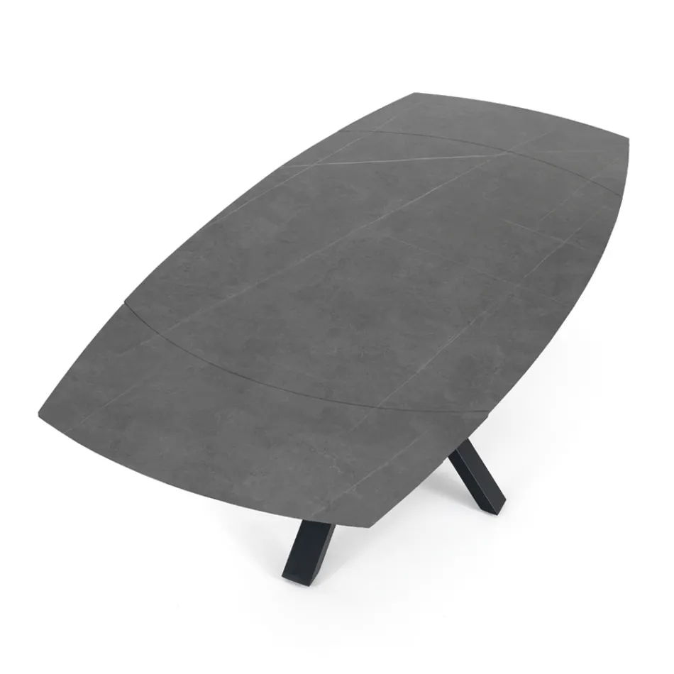 Masa extensibila pana la 210 cm din otel si ceramica - Bavosa Viadurini