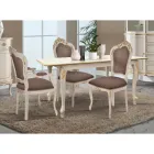 Masa extensibila pana la 220 cm din lemn alb si auriu Made in Italy - Lux Viadurini