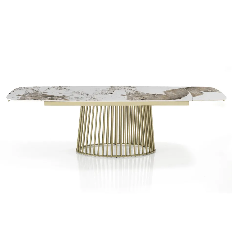 Masa extensibila pana la 260 cm in finisaj ceramica, marmura si metal - Veneto Viadurini