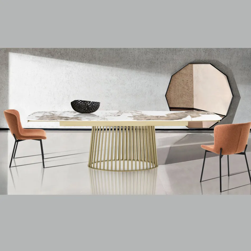 Masa extensibila pana la 260 cm in finisaj ceramica, marmura si metal - Veneto Viadurini
