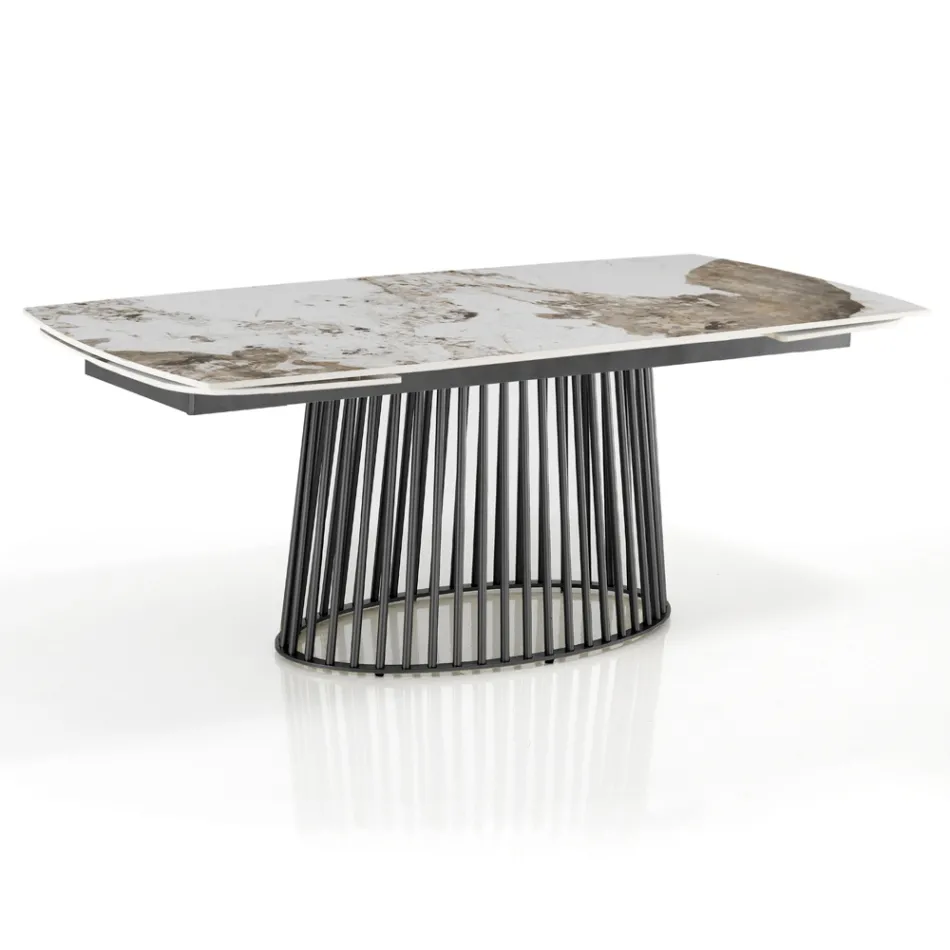 Masa extensibila pana la 260 cm in finisaj ceramica, marmura si metal - Veneto Viadurini