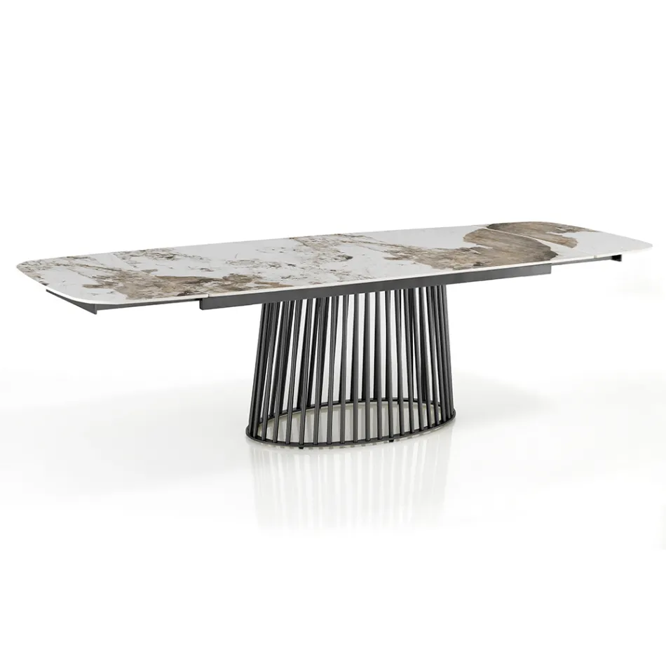 Masa extensibila pana la 260 cm in finisaj ceramica, marmura si metal - Veneto Viadurini
