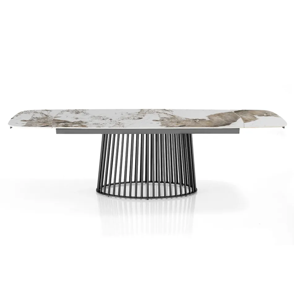 Masa extensibila pana la 260 cm in finisaj ceramica, marmura si metal - Veneto Viadurini