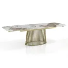 Masa extensibila pana la 260 cm in finisaj ceramica, marmura si metal - Veneto Viadurini
