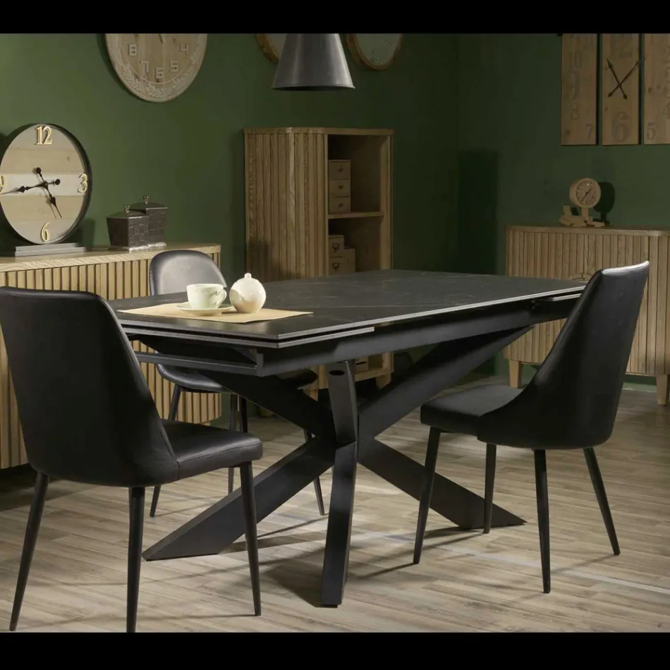 Masă extensibilă 260 cm din metal și piatră sintetică - Underwater Viadurini