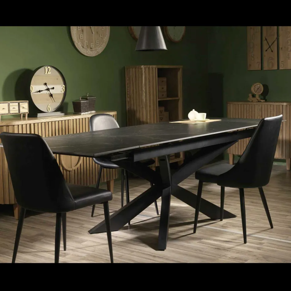 Masă extensibilă 260 cm din metal și piatră sintetică - Underwater Viadurini