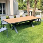 Masa extensibila 263 cm din Aluminiu si Teak Masi - Lilia Viadurini