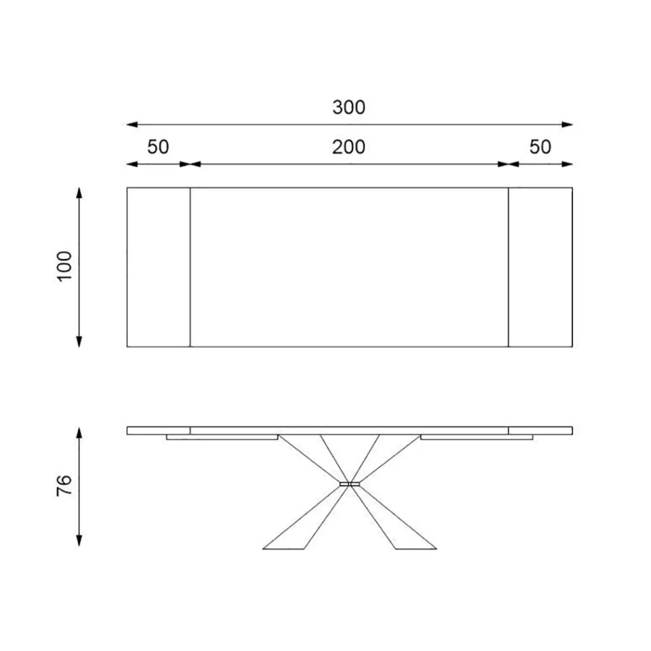 Masa extensibila pana la 300 cm cu baza metalica si blat din stejar - bleumarin Viadurini