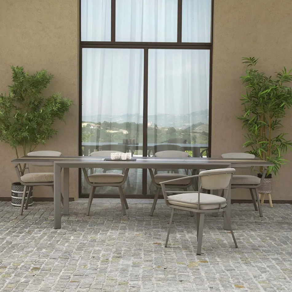 Masă extensibilă 300 cm din aluminiu cu inserție HPL - Righello Viadurini