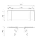 Masa extensibila pana la 300 cm din furnir de stejar si baza din aluminiu - Travis Viadurini