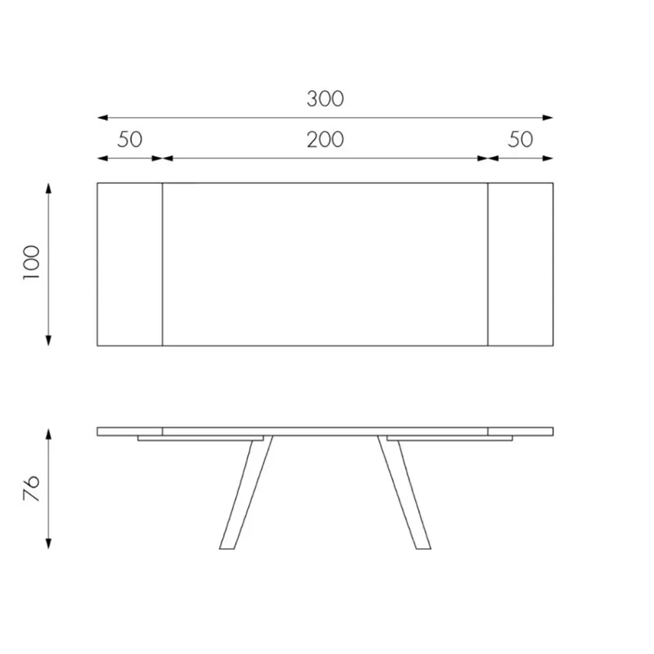 Masa extensibila pana la 300 cm din furnir de stejar si baza din aluminiu - Travis Viadurini