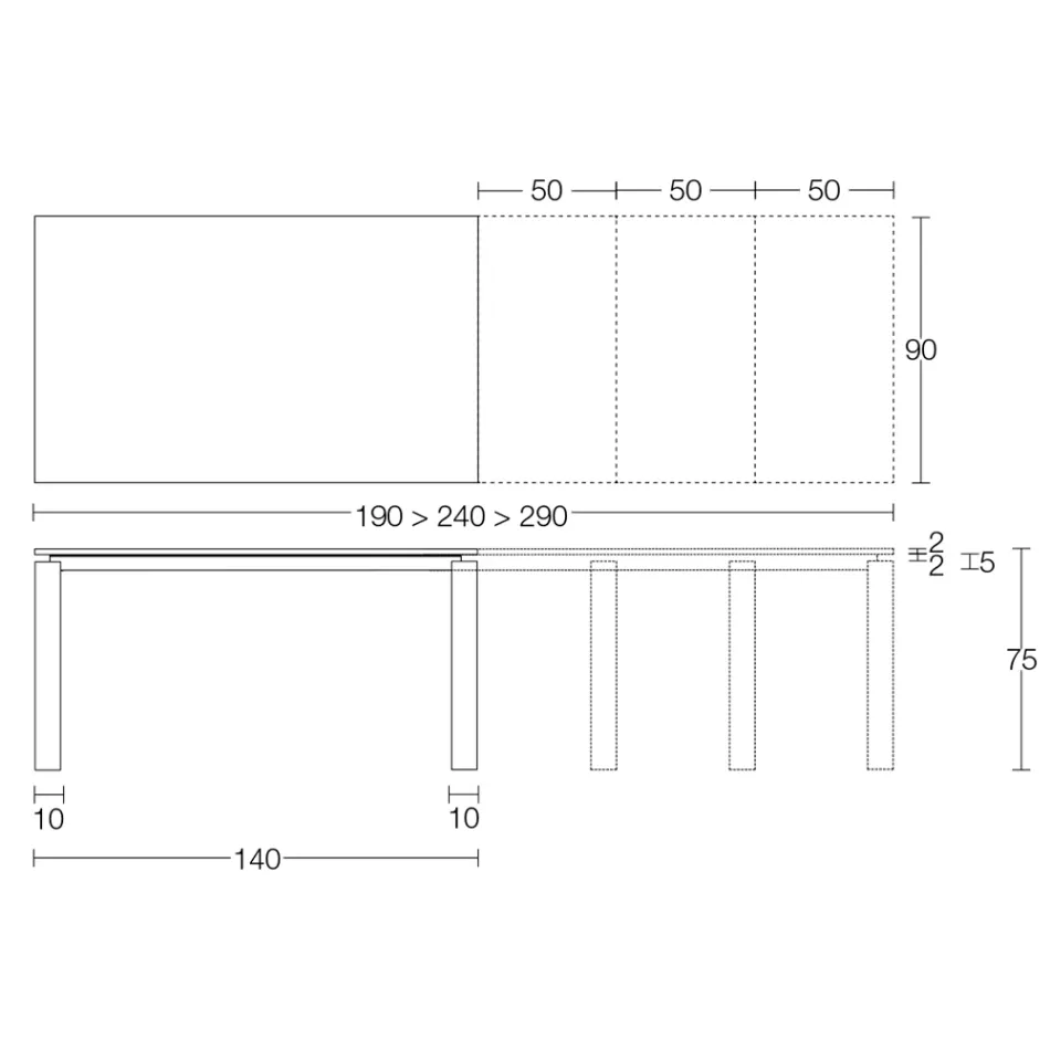 Masa extensibila 310 cm cu blat laminat si baza metalica - Spilla Viadurini