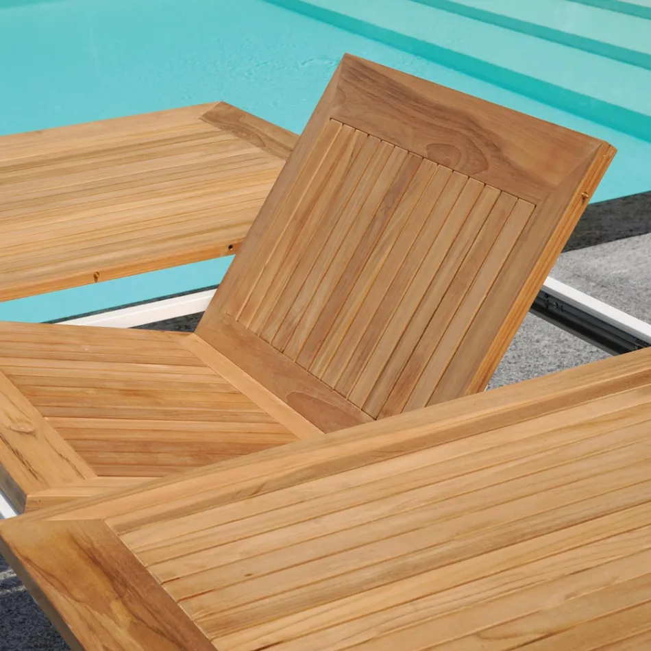 Masa extensibila Butterfly pana la 210 cm din Aluminiu si Blat din Teak - Incanto Viadurini