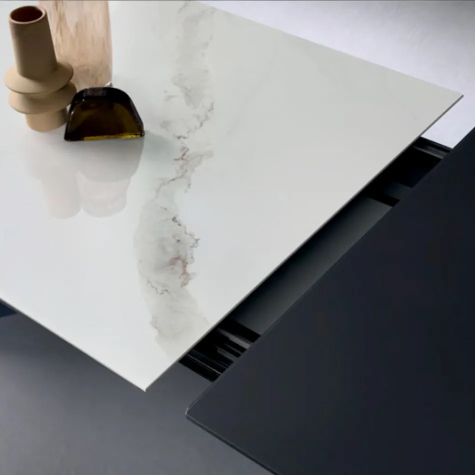 Masă extensibilă cu extensie laterală din vitroceramică - Aperol Viadurini