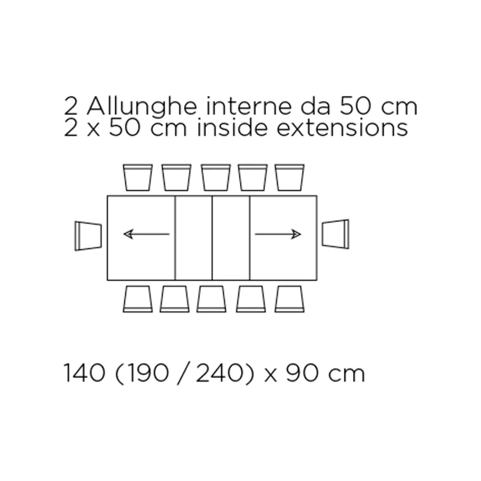 Masa extensibila cu deschidere centrala si margine rabatabila Made in Italy - dalmata Viadurini