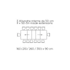 Masa extensibila cu deschidere centrala sincronizata din laminat - Settimmio Viadurini