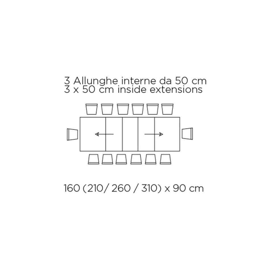 Masa extensibila cu deschidere centrala sincronizata din laminat - Settimmio Viadurini