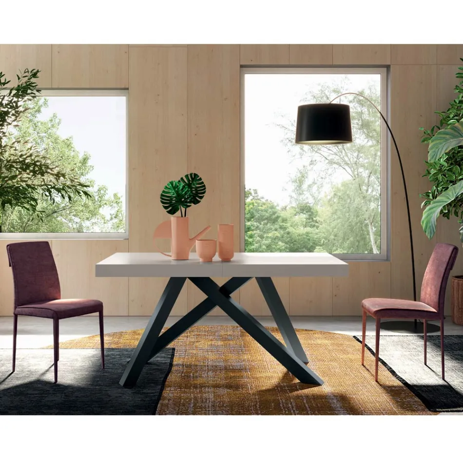 Masa extensibila cu deschidere centrala sincronizata din laminat - Settimmio Viadurini