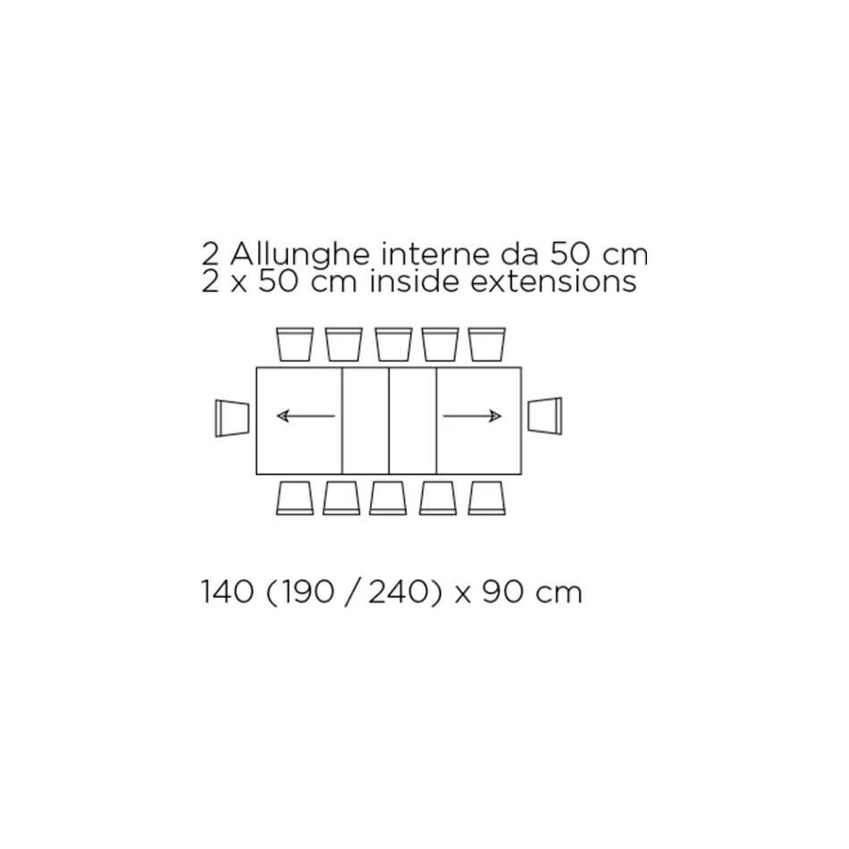 Masa extensibila cu deschidere centrala sincronizata din laminat - Settimmio Viadurini